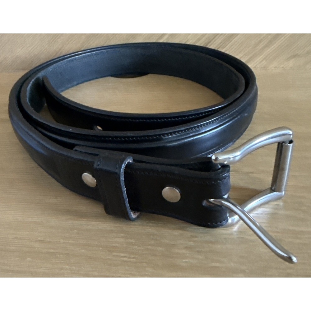 Hanks Belts The Esquire 100 Year Black Leather Made in USA Sz 48 Belt Stitched